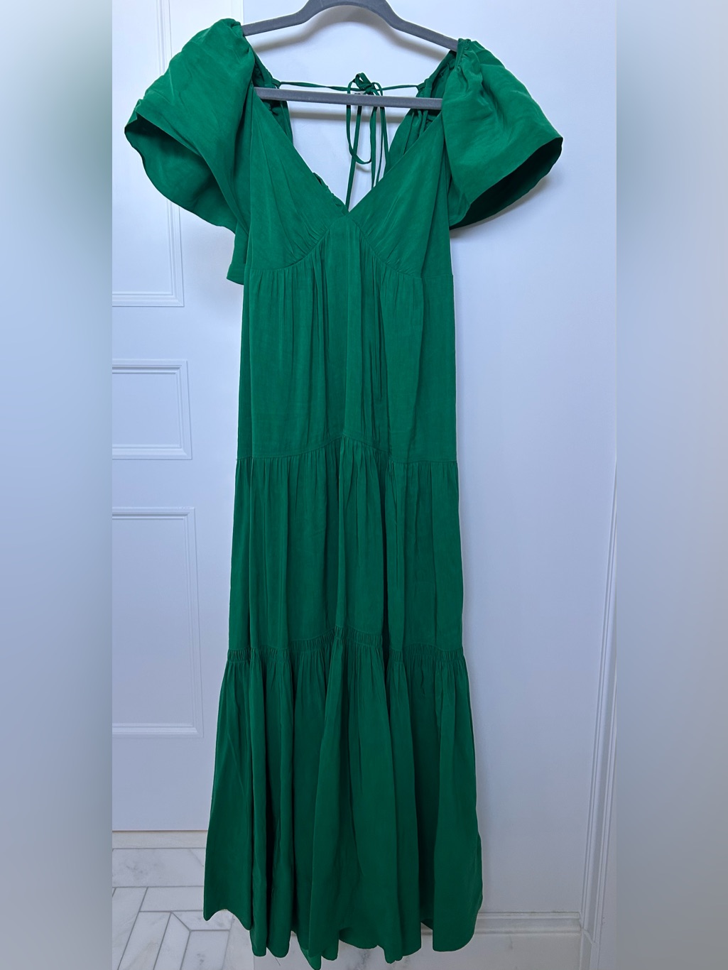 La Ligne Emerald Green Linen Maxi Dress